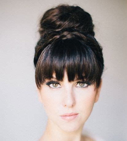 But it is the fondness for the style. High Bun With Blunt Bangs - Wedding, Formal - Careforhair ...