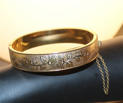 Antique Victorian Hinged Bangle 12 Kt Gold Filled Bracelet Etsy