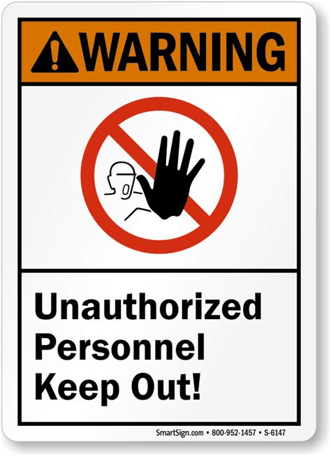 Unauthorized Personnel Keep Out Warning Sign Sku S 6147