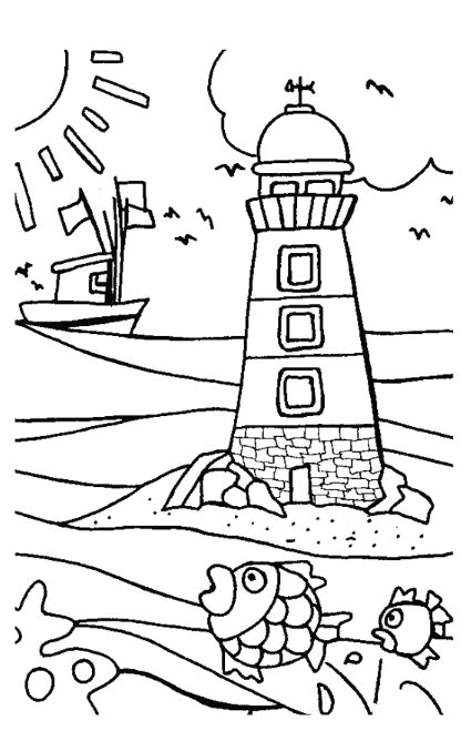 Met de boot op zee Zomer kleurplaten, Gratis kleurplaten, Kleurplaten