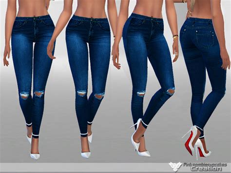 Dark Ripped Denim Jeans By Pinkzombiecupcakes At TSR Sims Updates