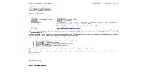 Contohh surat lamaran kerja doc. Contoh Surat Lamaran Kerja Ke Pt Astra Honda Motor ...