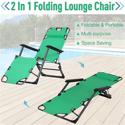 Oxford Fabric Metal Frame Outdoor Pool Sun Lounger Lounge Chair 120