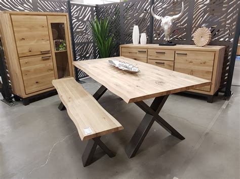 Table Bois Massif Et Metal — Lamichaure.Com