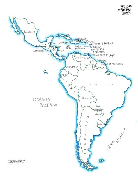Mapa Latinoam Rica Y El Caribe Coloring Sheets Veoleo