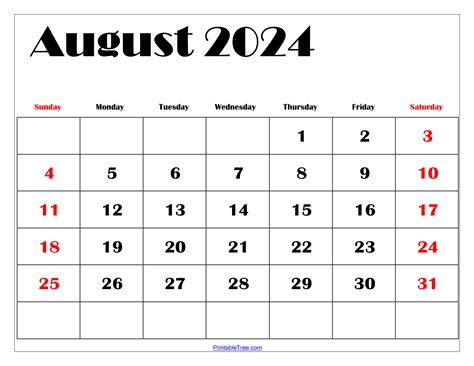 Monthly Calendar Printable 2024 August Faina Jasmina