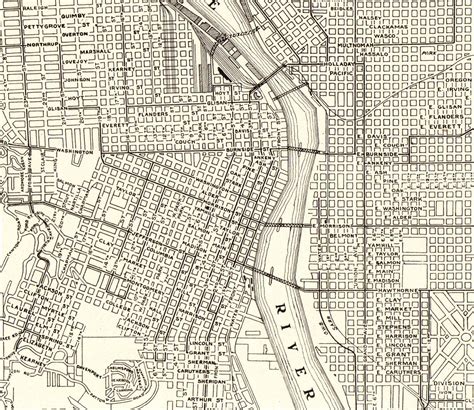 1911 Antique Portland Street Map Of Portland Oregon City Map Etsy