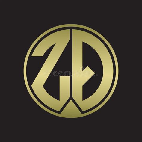 Zq Logo Monogram Circle With Piece Ribbon Style On Gold Colors Stock
