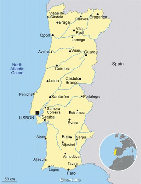 Download the map of portugal showing main cities. Portugal map, map of Portugal
