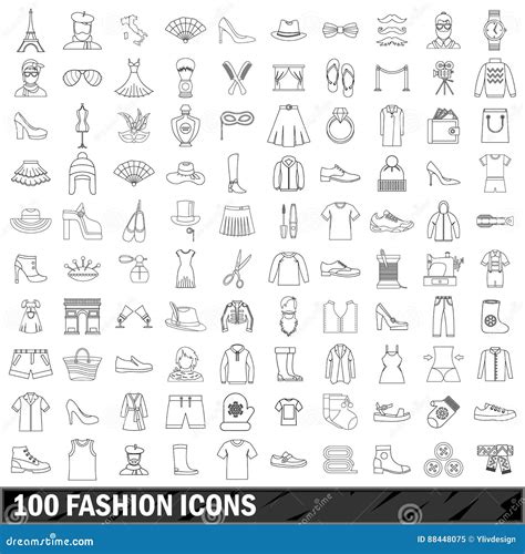Fashion Icons Set Outline Style Stock Vector Illustration Of Beauty Outline