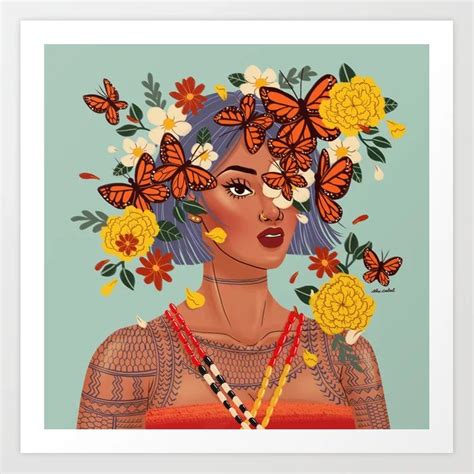 Monarch Art Prints By Acaballz Woman With Monarch Butterflies And