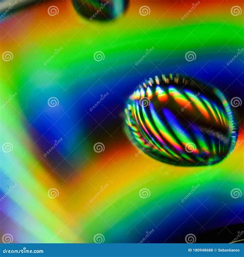 Light Diffraction Showing Rainbows On Water Drops Stock Photo Image