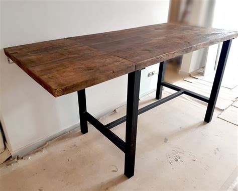 Altos mesa & cocina, iquique. Mesa alta para cocina en madera antigua combinada con pies ...