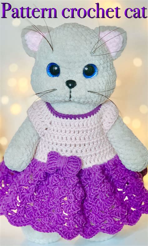 Cat Crochet Pattern Amigurumi Plush Toy Etsy Шаблоны животных