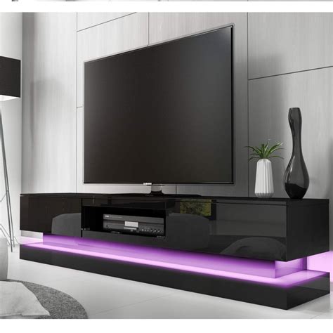 Suppliers with verified business licenses. Modern Black High Gloss TV Unit with LED Lights ...