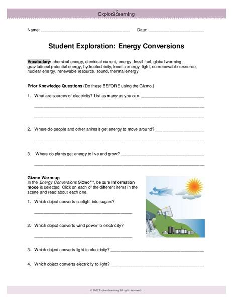 The law of conservation of matter states that no atoms are created or destroyed in. Student Exploration: Energy Conversions Interactive for ...