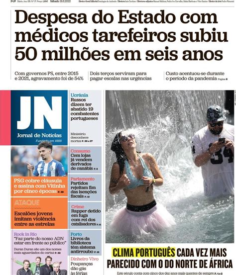 Capa Jornal De Notícias 18 Junho 2022 Capasjornaispt