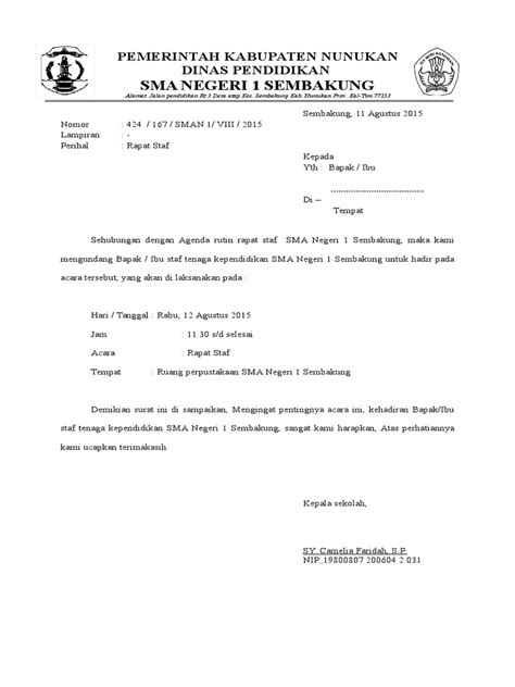 Contoh surat undangan rapat warga dilingkup rt dan rw. Contoh Undangan Meeting - Guru Paud