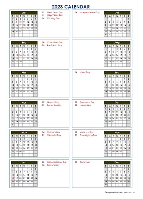 One Page Printable 2023 Calendar Printable World Holiday