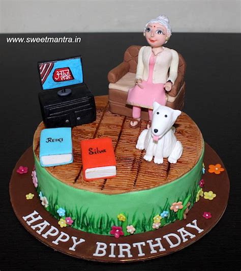 First birthday cakes for boys. Customized birthday cake with Grandma watching TV - cake ...