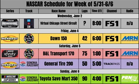 Sonoma Raceway Calendar