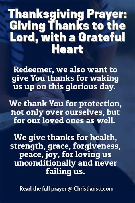 Prayer Giving Thanks To The Lord With A Grateful Heart Prayers Of