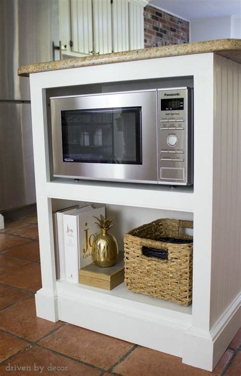 How to build a built in cabinet. Our Remodeled Kitchen Island with Built-in Microwave Shelf ...