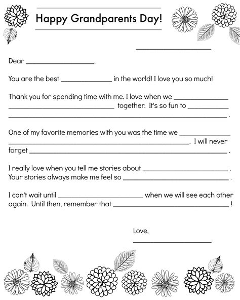 Free Printable A Letter To Grandparents