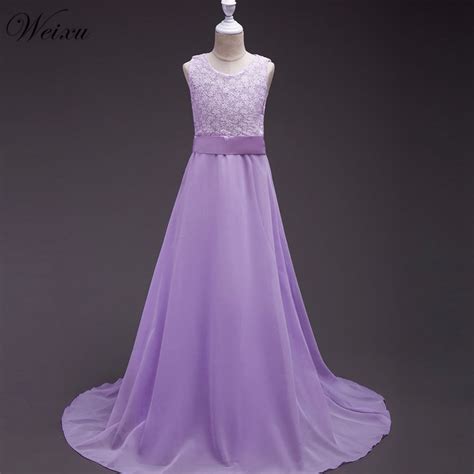 Weixu Girl Dresses Kids Purple Long Prom Dress Child Princess Wedding