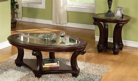 Coffee & end table set. 2021 Popular Dark Wood Coffee Tables with Glass Top