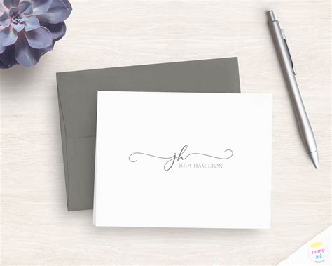 Personalized Monogram Stationery Cards Custom Cards For Her Etsy In