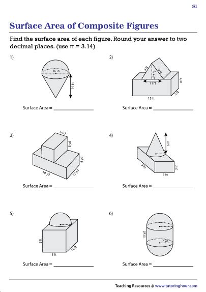 Surface Area Of Composite Figures Worksheet With Answers Pdf