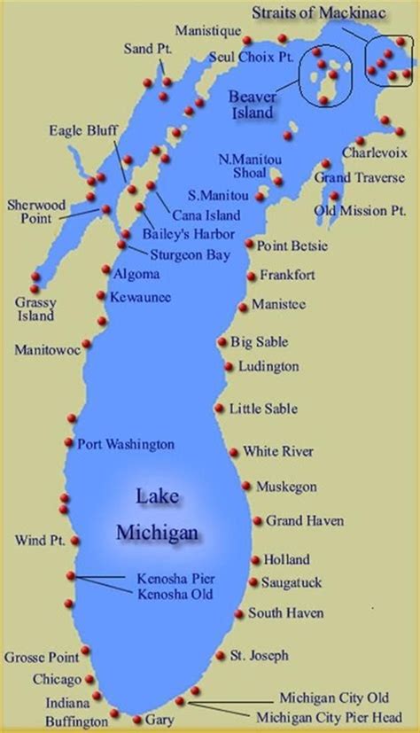 A Map Of Michigan Showing Major Cities And Towns In The United States