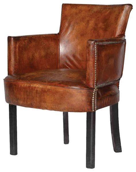 Make mealtimes more inviting with comfortable and attractive dining room and kitchen chairs. Cigar Leather Upholstered Arm Chair - Contemporary ...