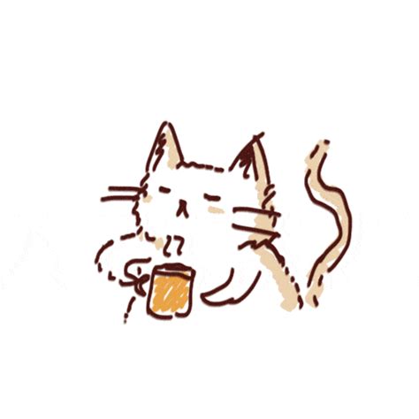Hoppip Cat Drinking Cafe Animated  Entre Sábanas Y Almohadas