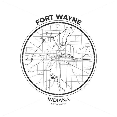 T Shirt Map Badge Of Fort Wayne Indiana Hebstreits Sketches Tee