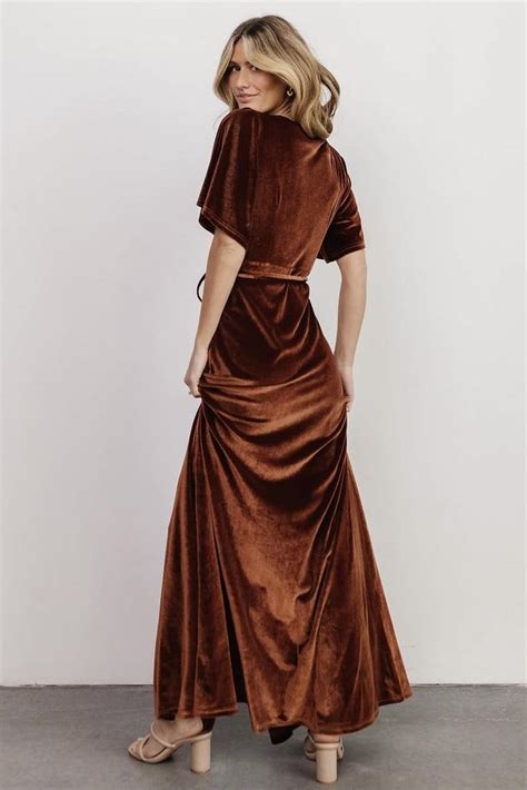 Meghan Velvet Wrap Maxi Dress Bronze Baltic Born