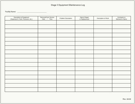 An Employee Maintenance Log Is Shown In The Form Of A Spreadsheet For