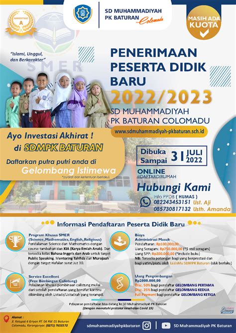 Pamflet Ppdb Sd Muhammadiyah Program Khusus Baturan