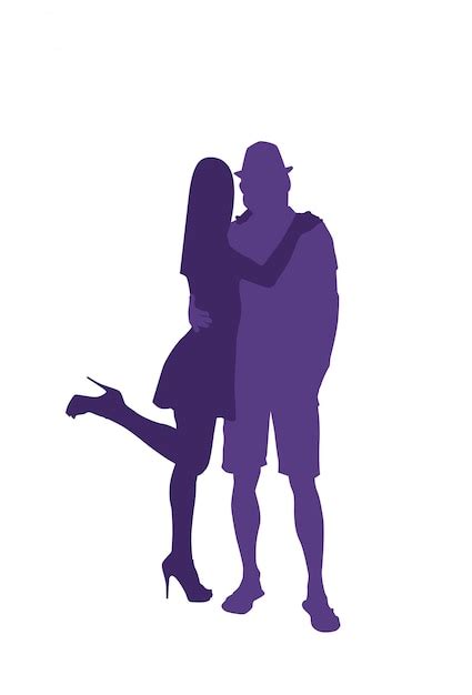 Premium Vector Silhouette Man And Woman Embracing Couple In Love Hug
