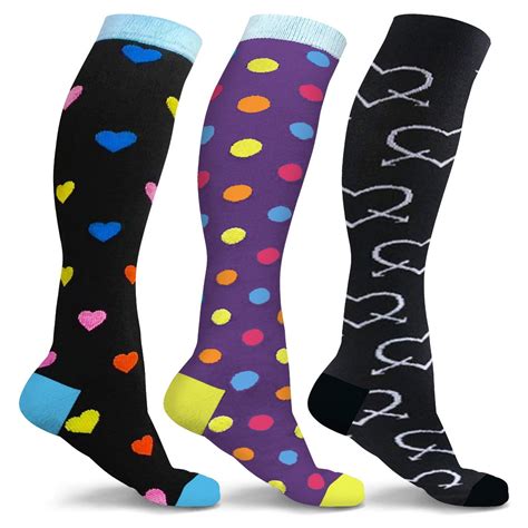 3 Pairs Dcf Unisex Fun And Patterned Knee High Compression Socks