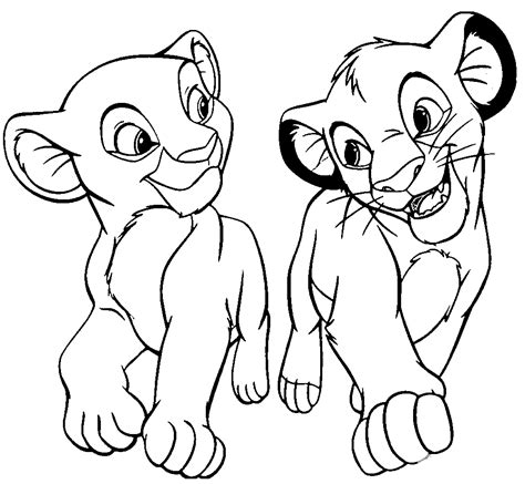 Desenho De Simba E Nala Cantando Para Colorir Tudodesenhos