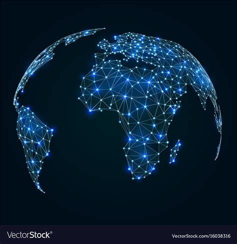 World Map With Shining Points Network Connections Vector Image
