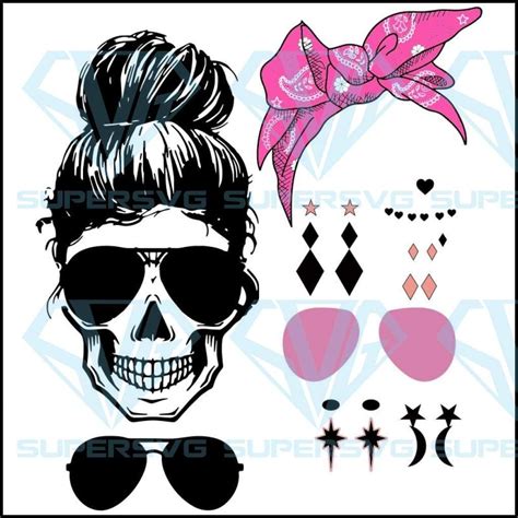 Skull Girl Svg Skull Svg Skull With Accessories Svg Skull With Bow Png