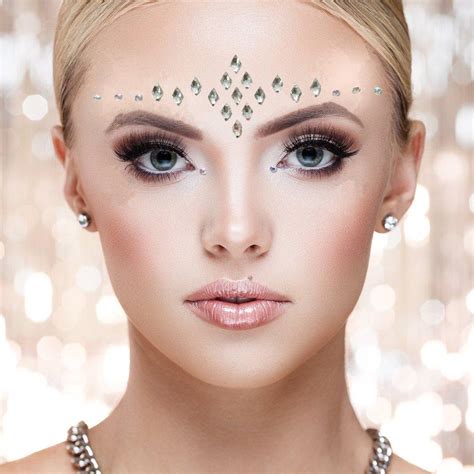 6 Sets Women Mermaid Face Gems Glitter Temporary Tattoo Stickers