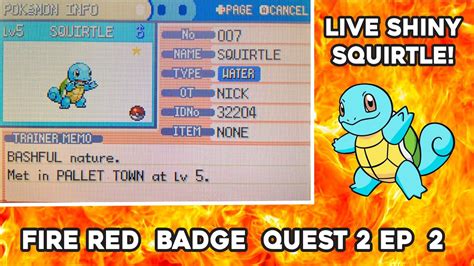Live Shiny Squirtle After 4182 Soft Resets Pokemon Fire Red Shiny Badge Quest 2 Ep 2 Youtube