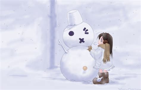 Wallpaper Snow Girl Snowman Images For Desktop Section кодомо Download