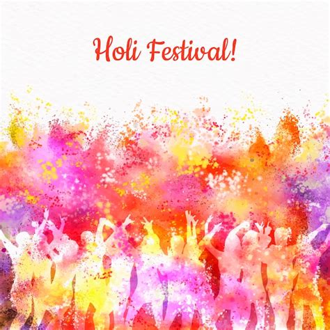 Watercolor Holi Festival Concept Free Vector