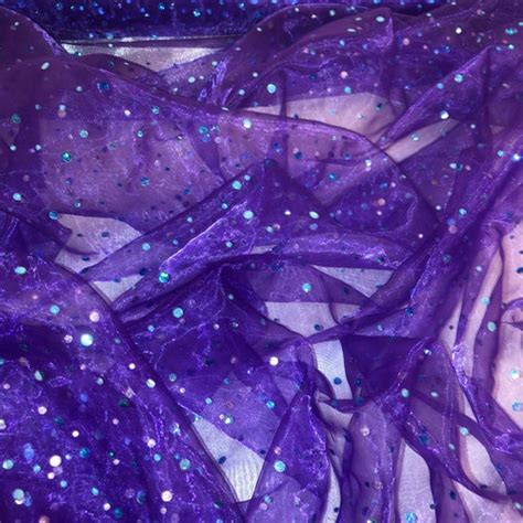 1 Mtr Dark Purple Hologram Sequin Organza Fabric58 Wide Etsy