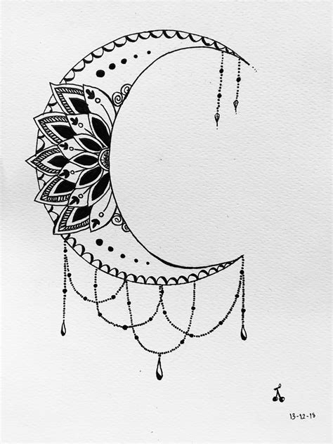 Moon With Mandala Moon Mandala Mandala Tattoo Moon Tattoo Designs